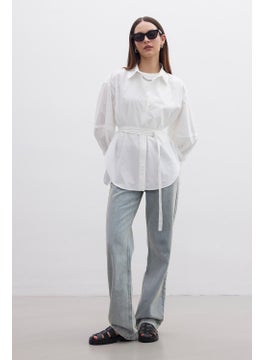 Manuka Belt Detailed Shirt Ecru  - Image 4