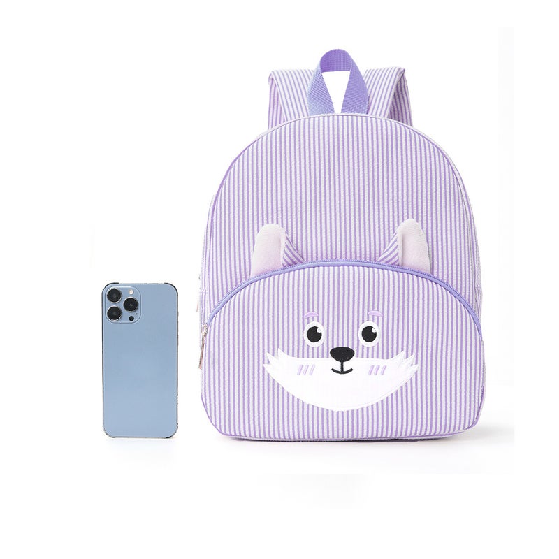 Corduroy Striped Student Backpack with Cute Bear - Image 3