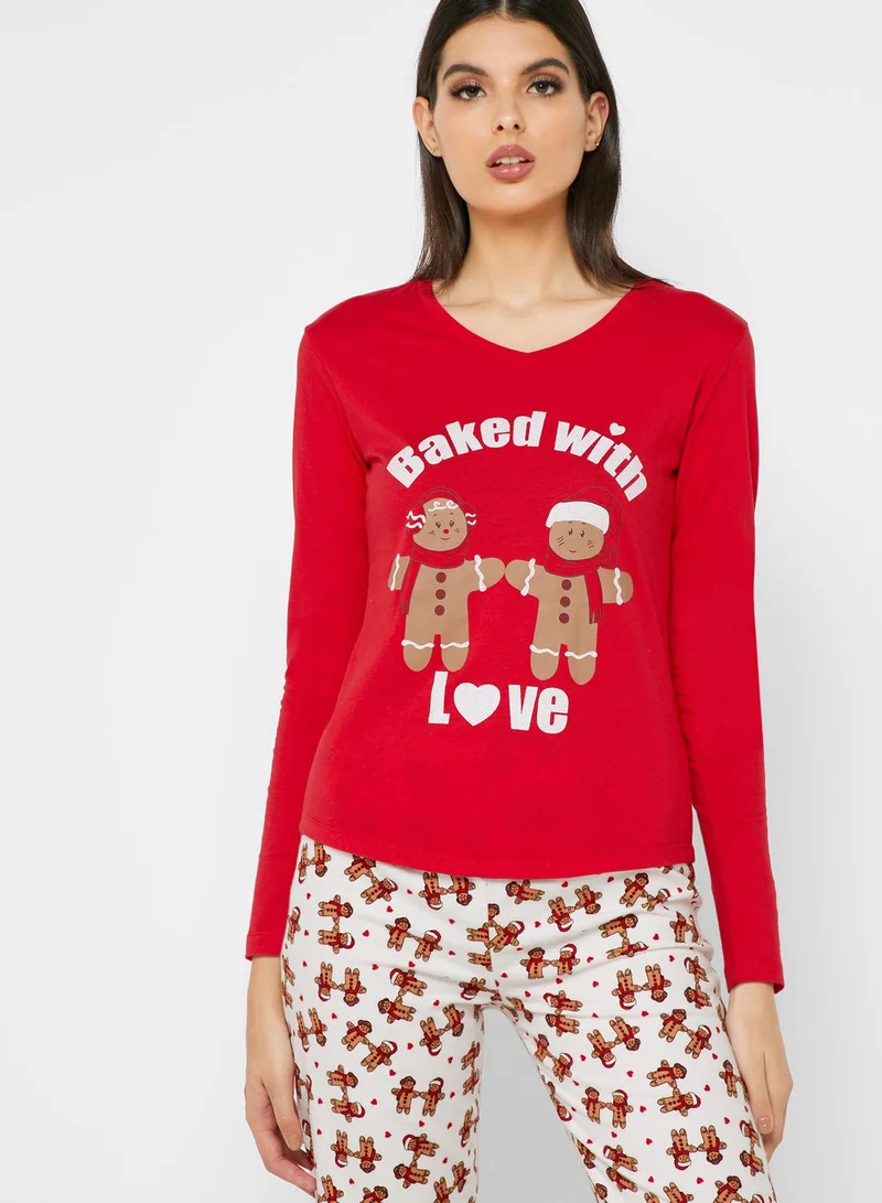 Outdoor Gingerbread Christmas Pyjama Set