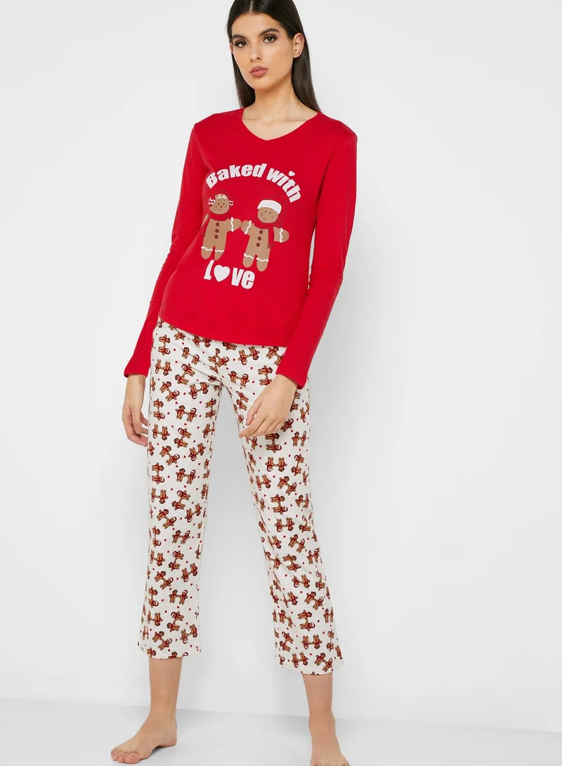 Outdoor Gingerbread Christmas Pyjama Set