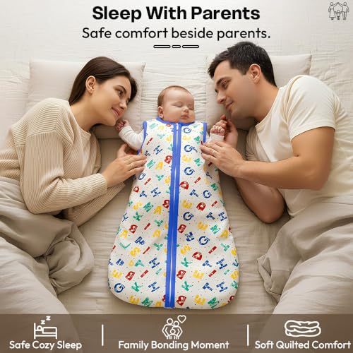 StarAndDaisy Baby Swaddles for Newborns, 100% Cotton Baby Swaddle Wrap for Newborns Arms Up Baby Sleeping Blanket Zipping Baby Sleeping Bag Newborn Sleep Sacks for 0-6 Months (Alphabet-Print) - Image 3