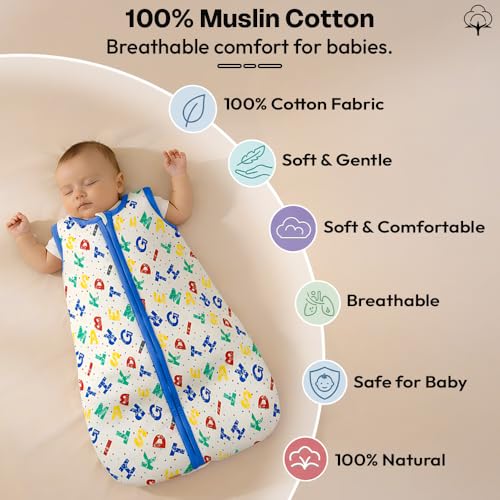 StarAndDaisy Baby Swaddles for Newborns, 100% Cotton Baby Swaddle Wrap for Newborns Arms Up Baby Sleeping Blanket Zipping Baby Sleeping Bag Newborn Sleep Sacks for 0-6 Months (Alphabet-Print) - Image 5