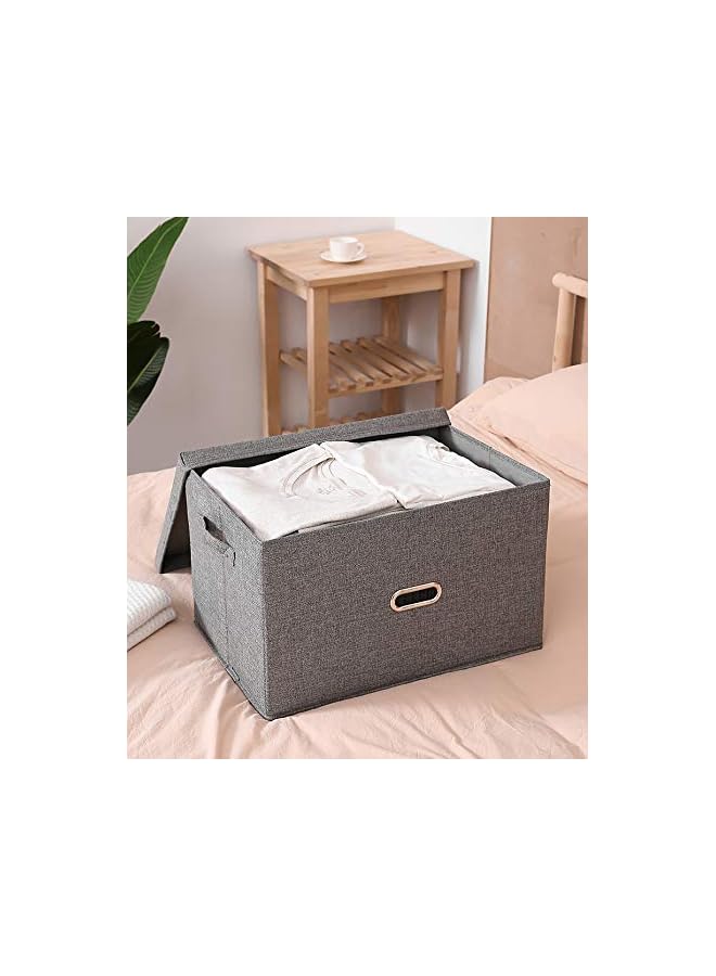 Zaboon Box Foldable Storage Cubes Bins Baskets Organizer With Handles Removable Lids Washable Large Storage Space For Clothes Toys Books Stuff Home Office (40 * 29 * 30CmGrey) - Image 2