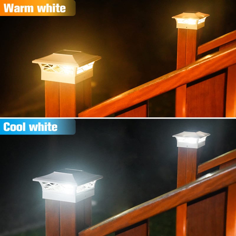 VOLISUN Solar Post Cap Lights: 6 - Pack Outdoor Deck Post Cap Lights White for Dock Fence Waterproof 2 Color Modes,4x4/6x6 Wooden/Vinyl Posts - Image 5