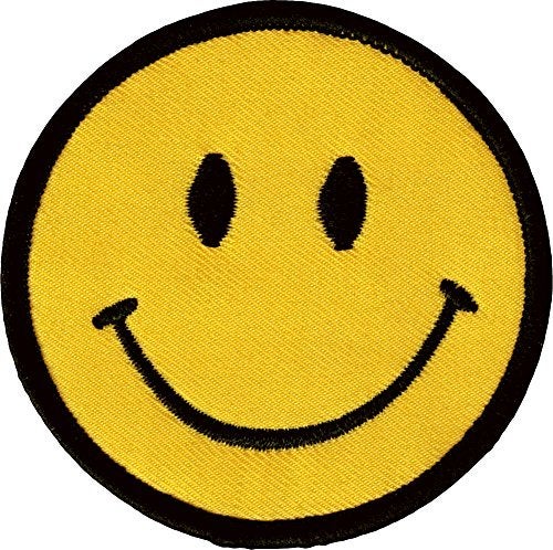 Graphic Dust Smiley Face Embroidered Iron on Patch Smile Logo Happy Happiness Backpack Jacket Yellow - Image 1
