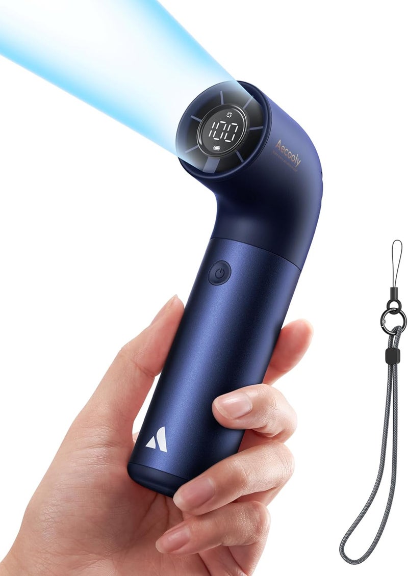 Aecooly Practical versatile construction Portable Handheld Fan, Powerful Turbo Air Tube Hand Fan, 19000 RPM High Speed Aero Pro, 15H Max Cooling Time, 6 Speeds Aluminum Case Mini Pocket Persaonl Fan for Travel, Gifts for Women - Blue Carefully selected material - Image 1