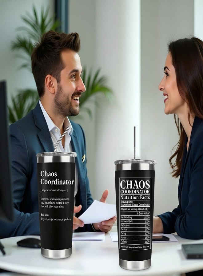 WECACYD Chaos Coordinator Gifts - Teacher Appreciation Gifts - 20oz Stainless Steel Tumbler with Lid Straw - Funny Thank You Gift for Women, Men, Boss, Coworker, Staff, Nurse,Principal, Fathers Day - Image 2