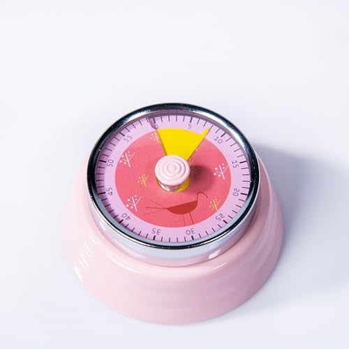 Gibox Round Retro Kitchen Timer for Cooking (Pink) Stainless Steel Magnetic Bottom Mechanical Loud Alarm, 60 Min Count Stopwatch for Time Management Analogue Clock Reminder for Various Activity - Image 5