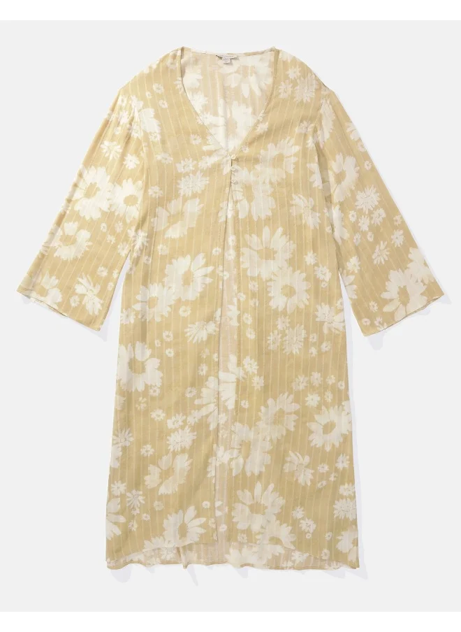 American Eagle Striped Button Detail Kimono