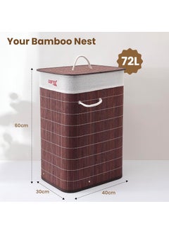 SAVYA HOME SAVYA HOME Bamboo Laundry Basket with Lid Laundry Basket for Clothes Foldable Durable Perfect Organiser for Clothes Toys Brown 2  - Image 2