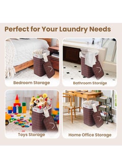 SAVYA HOME SAVYA HOME Bamboo Laundry Basket with Lid Laundry Basket for Clothes Foldable Durable Perfect Organiser for Clothes Toys Brown 2  - Image 5