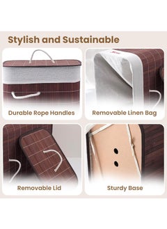 SAVYA HOME SAVYA HOME Bamboo Laundry Basket with Lid Laundry Basket for Clothes Foldable Durable Perfect Organiser for Clothes Toys Brown 2  - Image 4