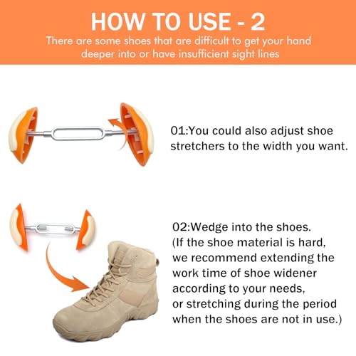 kupnos 1Pair Mini Shoe Stretchers Women Wide Feet, Non-Slip Shoe Widener Expander Shaper Trees for Women Adjustable (Orange) - Image 5