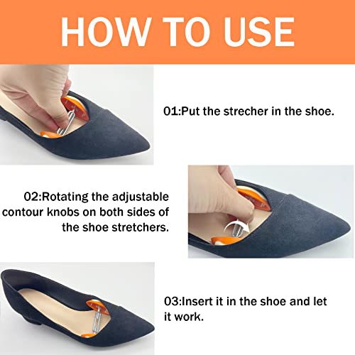 kupnos 1Pair Mini Shoe Stretchers Women Wide Feet, Non-Slip Shoe Widener Expander Shaper Trees for Women Adjustable (Orange) - Image 4