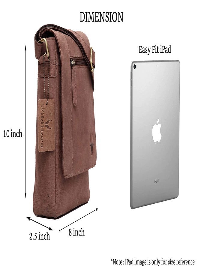 WildHorn Leather Sling Messenger Bag for Men I Multipurpose Crossbody Bag I Travel Bag with Adjustable Strap I IDIMENSION: L- 8 inch H- 10.5 inch W- 2.75 inch (BROWN HUNTER) - Image 3