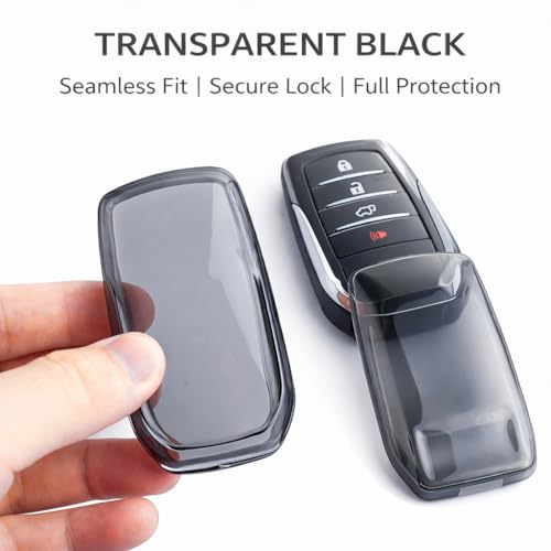 JVCV® 2 Pack Soft TPU Transparent Cover Compatible with Toyota Fortuner Camry Vellfire Hilux Innova Crysta Fortuner Legender Innova HyCross Land Cruiser 2B/3B Smart Key (Transparent Black) - Image 3