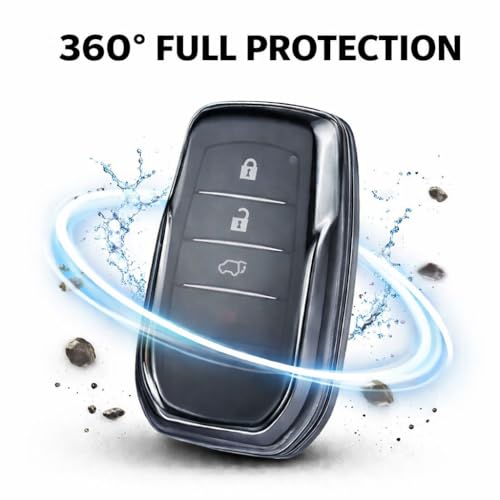 JVCV® 2 Pack Soft TPU Transparent Cover Compatible with Toyota Fortuner Camry Vellfire Hilux Innova Crysta Fortuner Legender Innova HyCross Land Cruiser 2B/3B Smart Key (Transparent Black) - Image 4