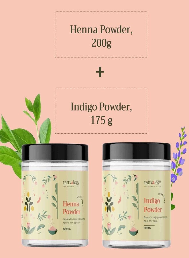 Tattvalogy 100% Natural Henna Powder & Indigo Powder Combo for Hair Coloring | Chemical-Free, Plant-Based Hair Dye | For Soft, Shiny & Naturally Colored Hair (Henna, 200g + Indigo, 175g) - Image 2