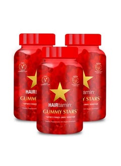 هيرتامين فيتامينات الشعر النباتية من HAIRtamin Gummy Stars | غير معدلة وراثيًا | فيتامينات الشعر الطبيعية من البيوتين للحفاظ على صحة الشعر والبشرة والأظافر | مكمل متعدد الفيتامينات للمساعدة في الحفاظ على شعر صحي المظهر (عبوة من 3 قطع)  - Image 1