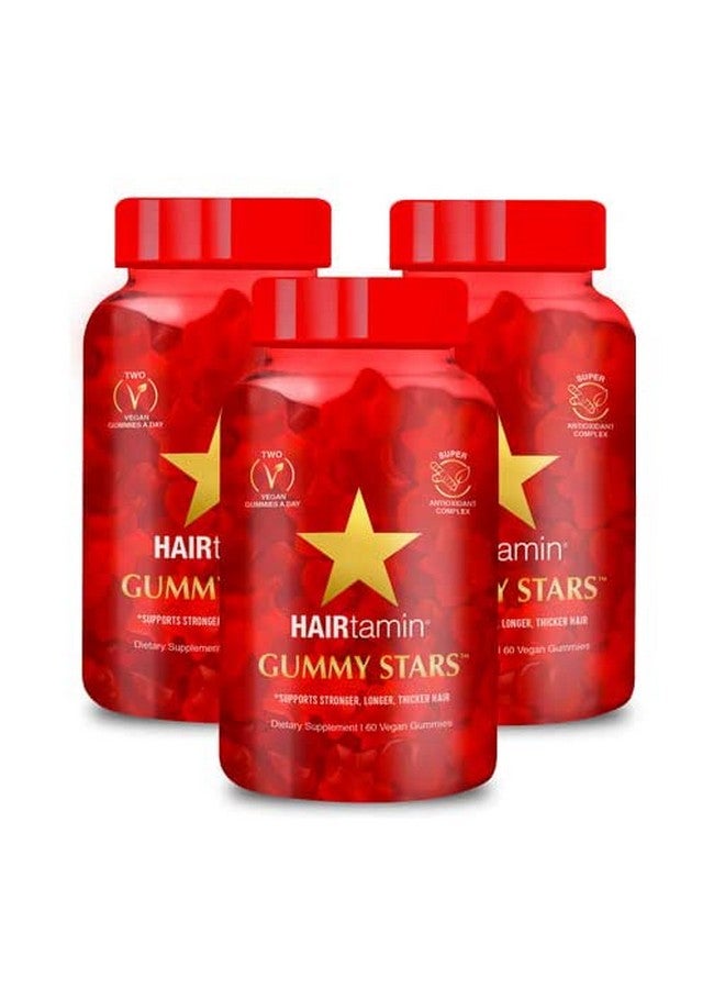 HAIRtamin Vegan Gummy Stars Hair Vitamins | Non-GMO | Natural Biotin Hair Vitamin Gummies to Maintain Healthy Hair Skin & Nails | Multivitamin Supplement to Help Maintain Healthy Looking Hair (3-Pack) - Image 1