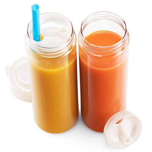 Komax Reusable Juice Bottles, Set of 4 Leak-Proof Juice Containers with Lids for Fridge, BPA-Free Plastic Smoothie Bottle Set, Dishwasher-Safe Wide Mouth Juicing Bottles (18.5 oz) - Image 2