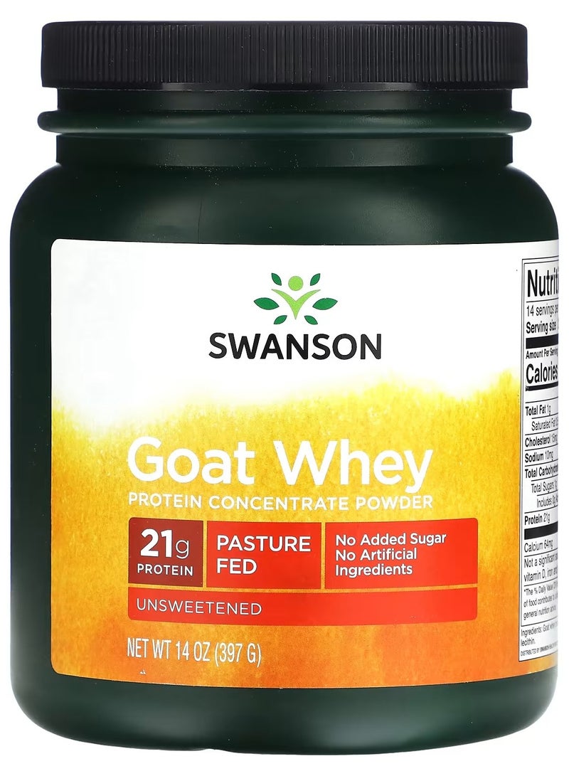 سوانسون، مسحوق مركز بروتين مصل اللبن من الماعز، غير محلى، 14 أونصة (397 جم)