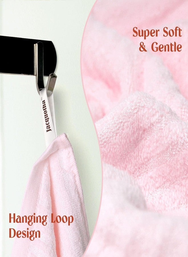 Jacquotha Pink Washcloths 4 Pack (Floral Embroidered), Soft Wash Cloths for Face, Body, Showering, Spa & Bathroom Decor Gifts, 13” x 13" - Image 3