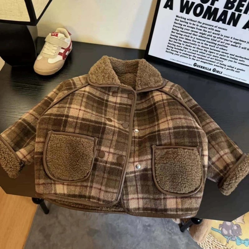 Boy'S Coat Winter Western Style Children'S Clothes Men'S And Baby'S One-Piece Velvet Warm Top Fashionable - Image 4