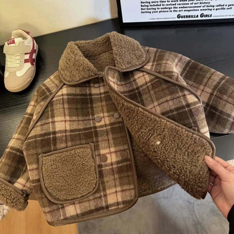 Boy'S Coat Winter Western Style Children'S Clothes Men'S And Baby'S One-Piece Velvet Warm Top Fashionable - Image 3