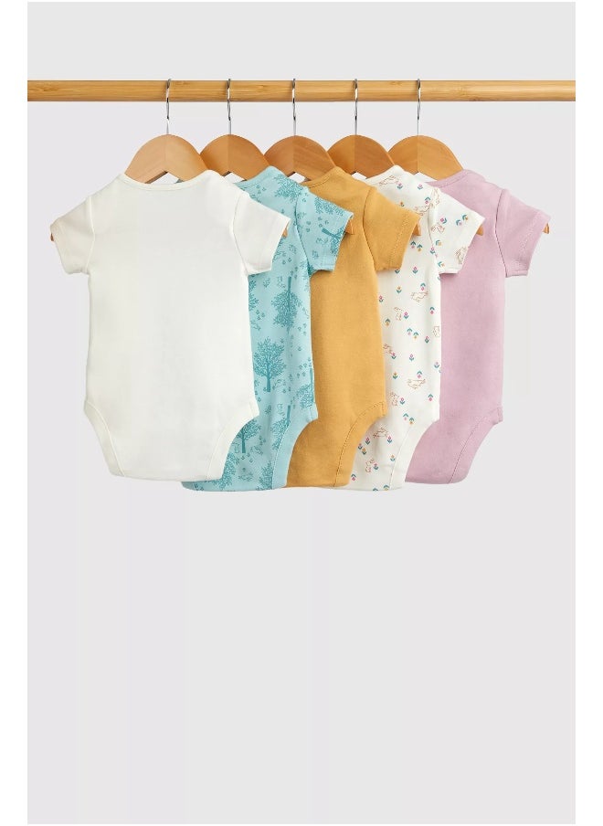 mothercare - Garden Bunny Short-Sleeved Bodysuits - 5 Pack - Image 1