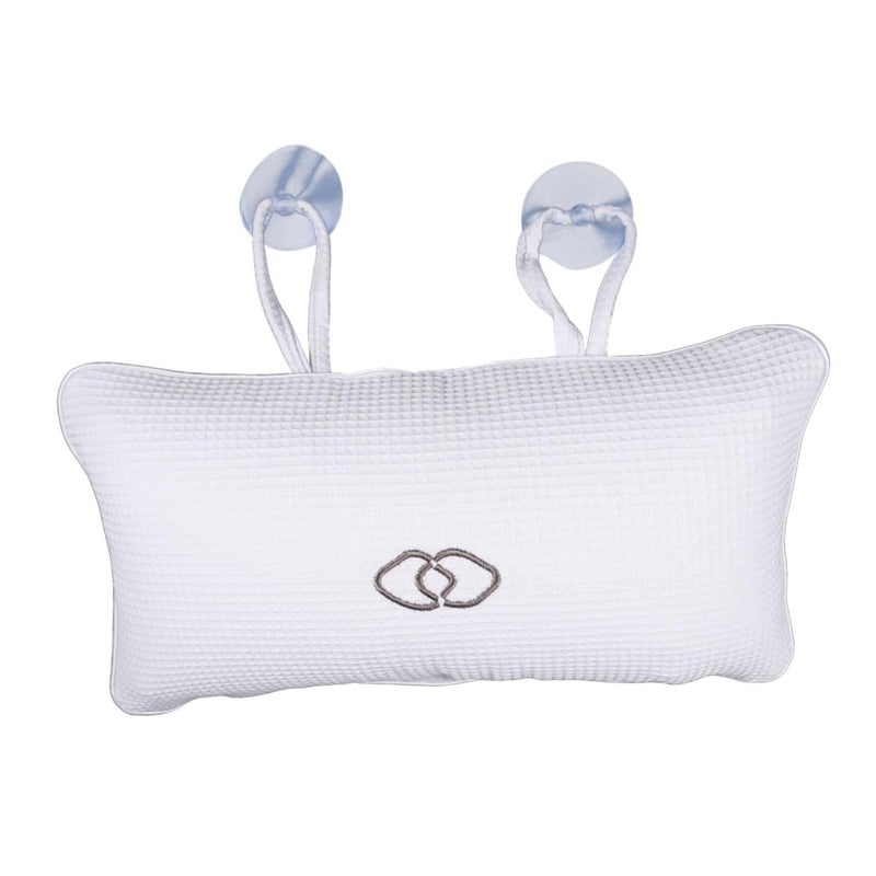White Inflatable Bath Pillows Set with Anti Slip Suction Cups for Head Neck Support - Image 2