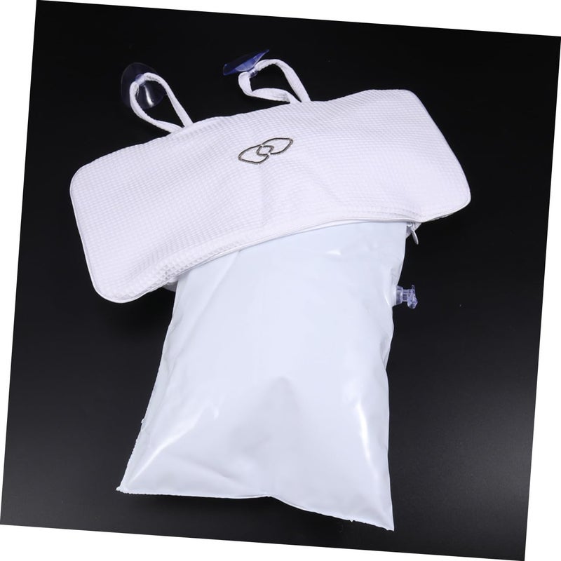 White Inflatable Bath Pillows Set with Anti Slip Suction Cups for Head Neck Support - Image 4