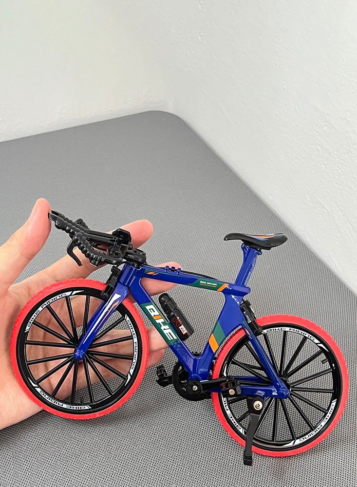 1:8 Model Alloy Bicycle Diecast Blue Mountain Finger Bikes Simulation Collection Gifts Toys - Image 2