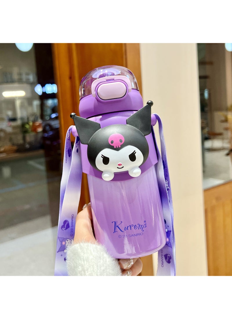 Sanrio Cute Super Cute Straw Thermos Cup for Girls High-value Online Celebrity Yugui Dog Straight Drinking Cup Crossbody Portable MOE MOE KLOOM