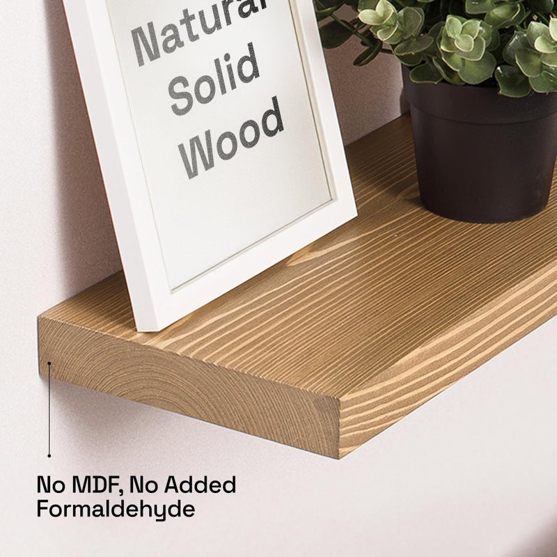 BAOBAB WORKSHOP Natural Wood Floating Shelves for Wall 12 Inch Wide, Small Wooden Shelf 12 in, Bathroom Shelves for Room Wall Mounted Kitchen Rustic, Oak Floating Shelf, 12W Ã— 6.7D, Set of 2 - Image 4