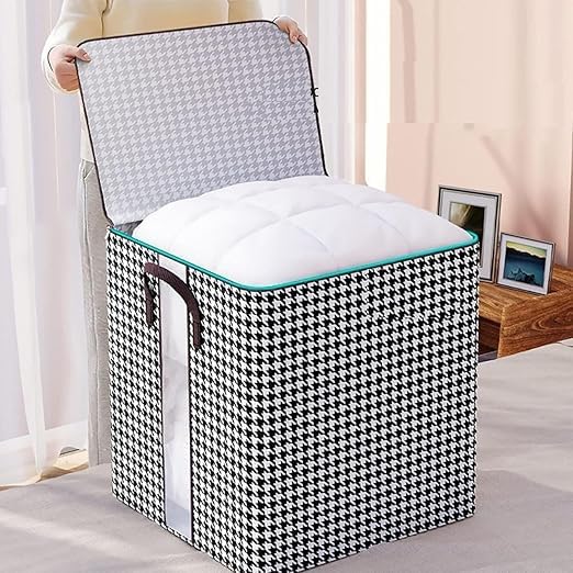 MINTOX Multipurpose Collapsible Storage Bag Foldable Storage Box With Handle Lid Quilt Storage Bag Closet Organizer Box Wardrobe Organizer Pack of 1 Multicolor 180L - Image 4