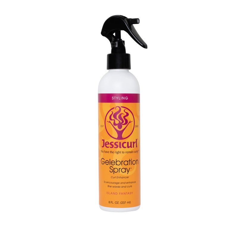 Jessicurl, Gelebration Spray, Island Fantasy, 8 Fl oz. Curl Enhancer for Fine Hair with Flaxseed Extract, Curl Styler for Wavy Hair, Curly Hair Products