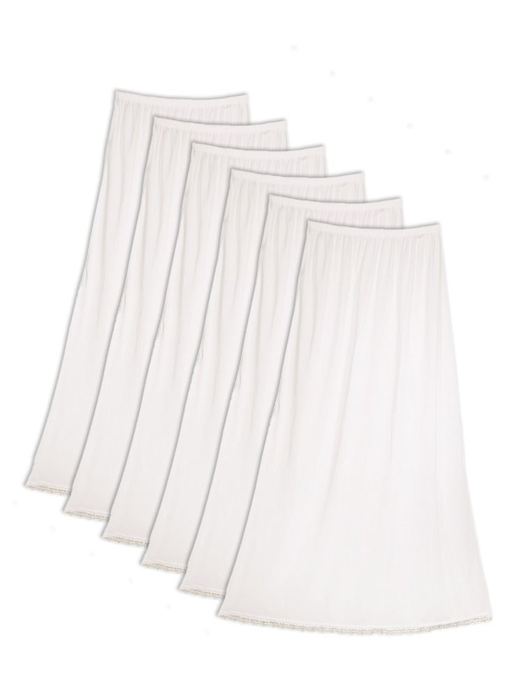 City Rose 6 - Pieces Full Length Soft inner Skirt with Elasticised Waistband and Small Dantel Women White - Image 1