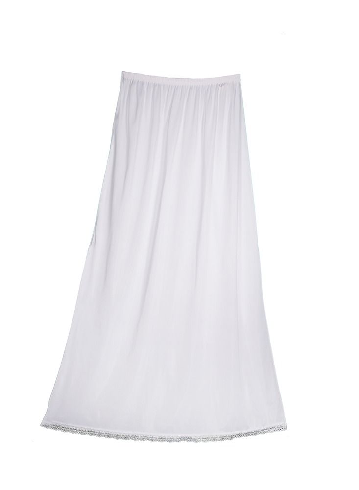 City Rose 6 - Pieces Full Length Soft inner Skirt with Elasticised Waistband and Small Dantel Women White - Image 2