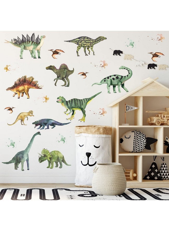 ASMPIO 14Pcs Dinosaurs Wall Stickers, Removable Forest Dinosaur Wall Decals Waterproof Dino Animal Decor Mural for Bedroom Living Room Bathroom Home Decoration - Image 1