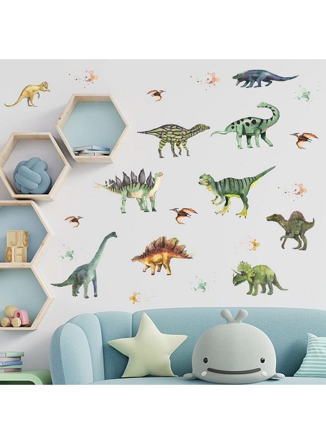 ASMPIO 14Pcs Dinosaurs Wall Stickers, Removable Forest Dinosaur Wall Decals Waterproof Dino Animal Decor Mural for Bedroom Living Room Bathroom Home Decoration - Image 5