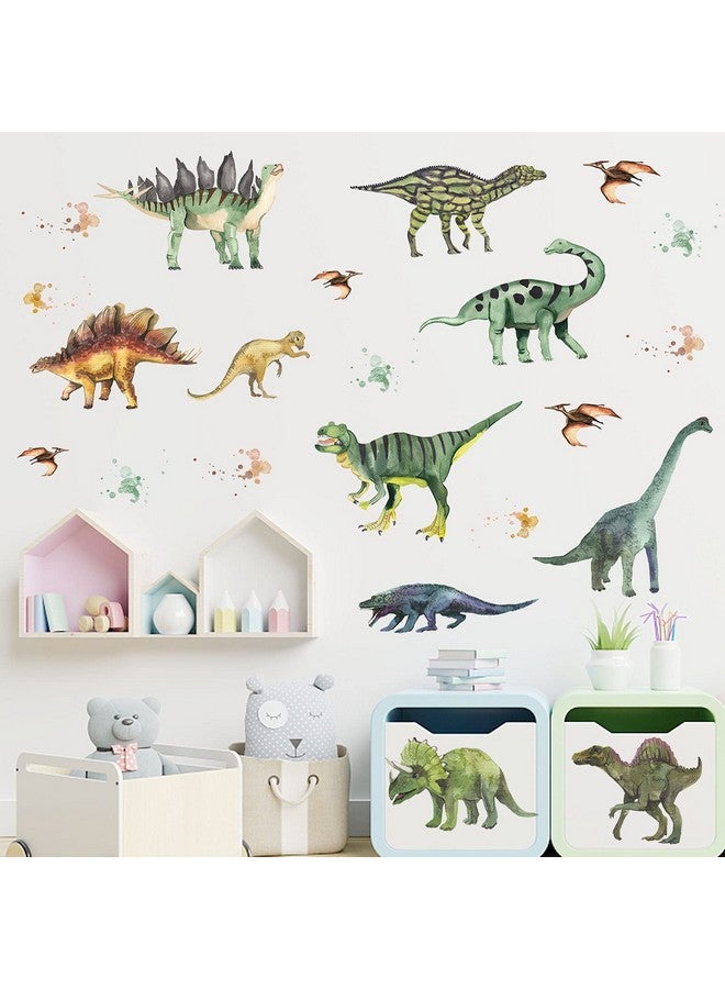ASMPIO 14Pcs Dinosaurs Wall Stickers, Removable Forest Dinosaur Wall Decals Waterproof Dino Animal Decor Mural for Bedroom Living Room Bathroom Home Decoration - Image 4