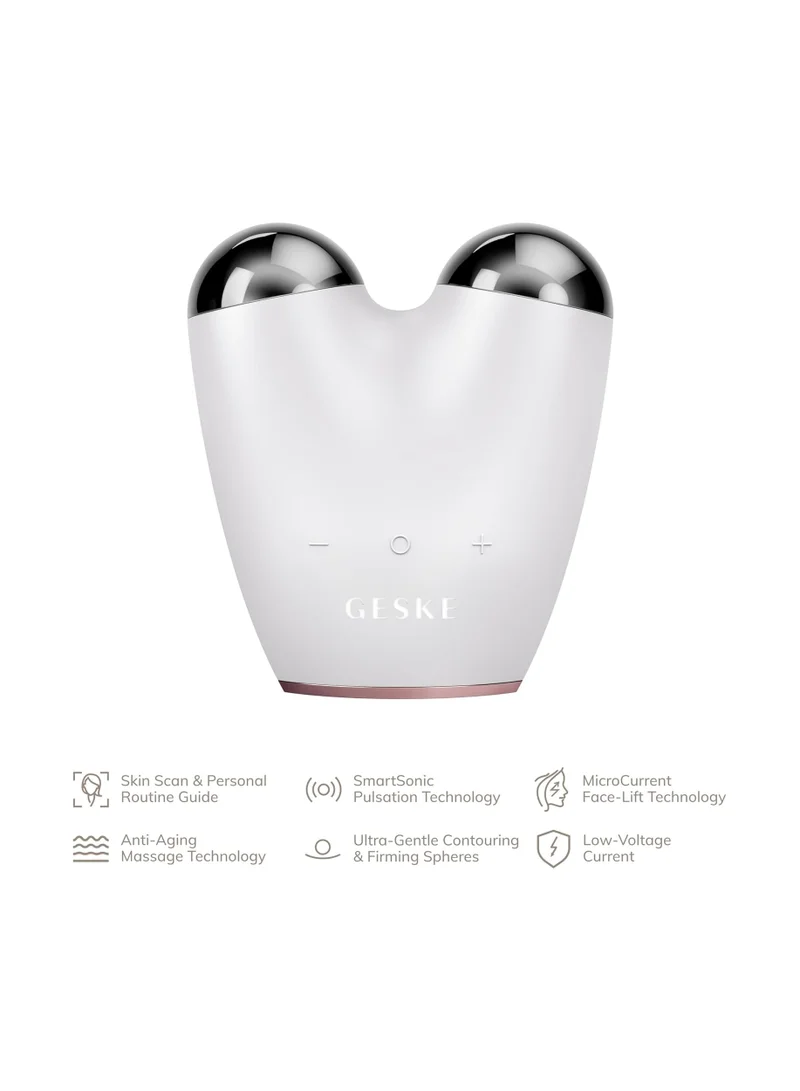 GESKE SmartAppGuided MicroCurrent Face-Lifter 6 in 1 Facial Lifting Face & Jawline Trainer Face Tightening Anti Ageing Device Microcurrent Against Wrinkles Double Chin Remover - Starlight