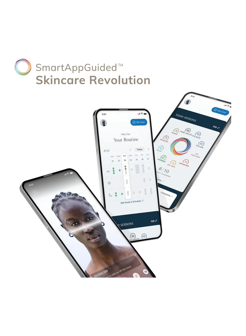 GESKE SmartAppGuided MicroCurrent Face-Lifter 6 in 1 Facial Lifting Face & Jawline Trainer Face Tightening Anti Ageing Device Microcurrent Against Wrinkles Double Chin Remover - Starlight