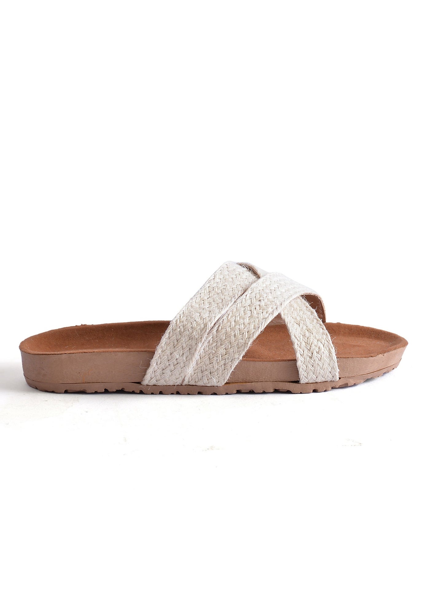 Slipper Flat Material Burlap SL-120 - White