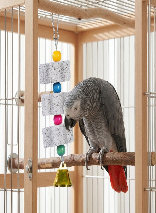 Bmpzery 3 Pack Bird Cuttlebone Chewing Toys, Natural Lava Stone Calcium Block Beak Grinder, Bird Toy Cage Accessories for Parakeets Cockatiels Budgies Conures - Image 2