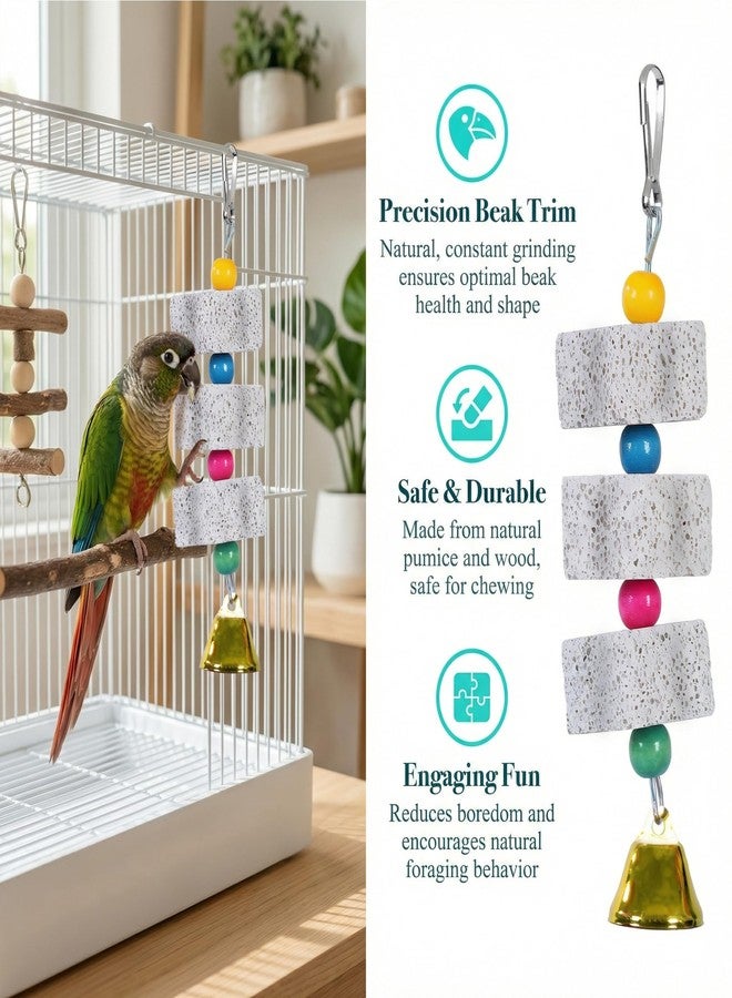 Bmpzery 3 Pack Bird Cuttlebone Chewing Toys, Natural Lava Stone Calcium Block Beak Grinder, Bird Toy Cage Accessories for Parakeets Cockatiels Budgies Conures - Image 3