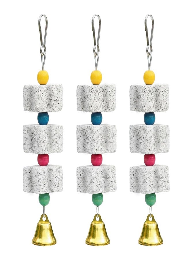 Bmpzery 3 Pack Bird Cuttlebone Chewing Toys, Natural Lava Stone Calcium Block Beak Grinder, Bird Toy Cage Accessories for Parakeets Cockatiels Budgies Conures - Image 1