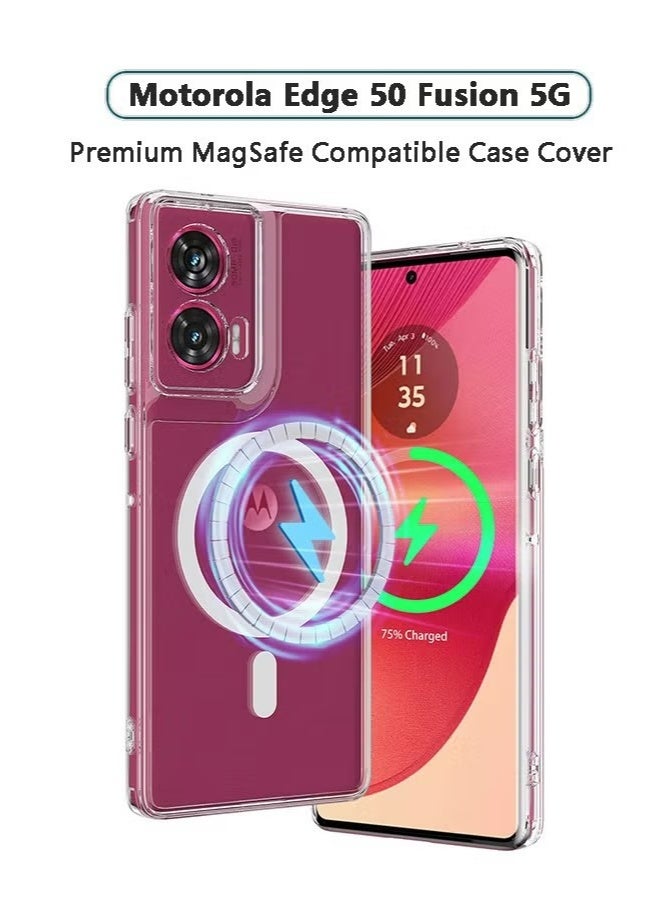 X-level Motorola Edge 50 Fusion Magsafe Case Cover with Stronge Magnets Shockproof Grade Protection Anti-Yellow&Anti-Scratch, Ultra Slim, Magnetic Magsafe Phone Case Accessories for Motorola Edge 50 Fusion 5G , Clear - Image 1