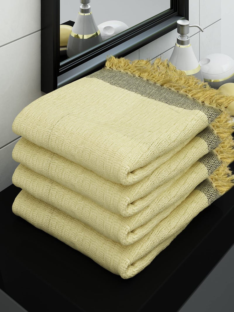Athom Trendz Athom Living Ecosaviour Premium Cotton Bath Towel Waffle Yellow (Pack of 4) - Image 1